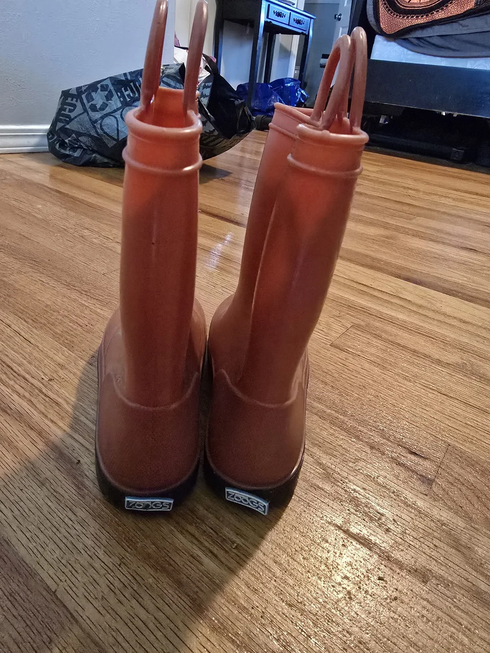 Kids Orange Rain Boots - Classic Waterproof Pull-On